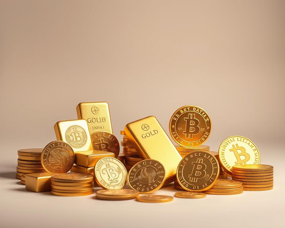 Goldbarren und Münzen Auswahl