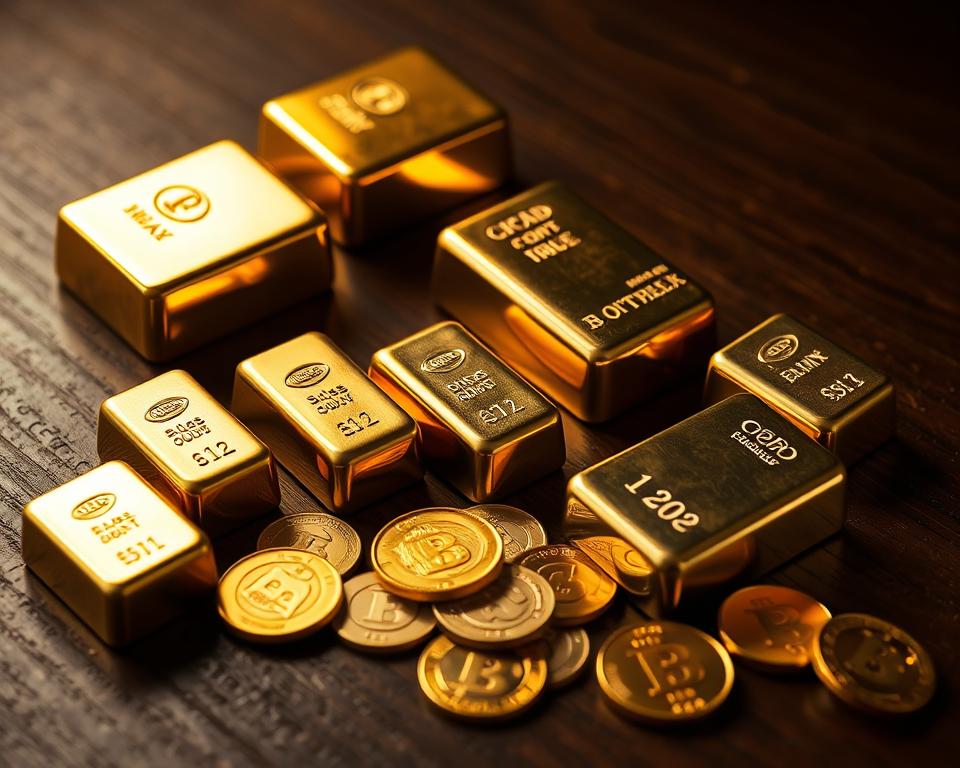 Goldbarren und Münzen Sortiment
