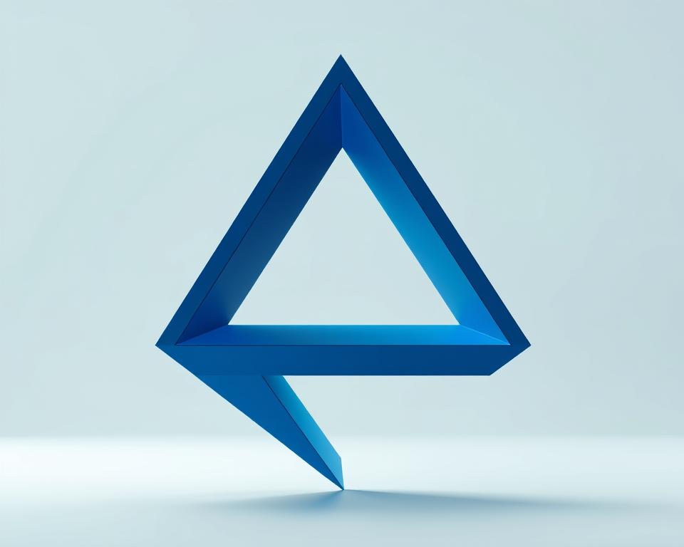 A meticulously rendered three-dimensional geometric shape, known as the "Magisches Dreieck", floats against a serene, minimalist backdrop. The triangle's sides are composed of intersecting planes of varying shades of blue, creating a mesmerizing interplay of light and shadow. The composition is elegant and balanced, with a sense of depth and dimensionality achieved through subtle gradients and carefully considered camera angles. The overall mood is one of tranquility and contemplation, inviting the viewer to ponder the fundamental principles of investment strategy - risk, return, and diversification - symbolized by this iconic financial illustration.